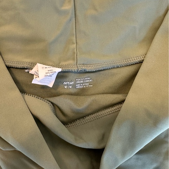 Aerie High-Waist Swim Bottoms and Bandeau Top in Olive Green - Picture 4 of 4